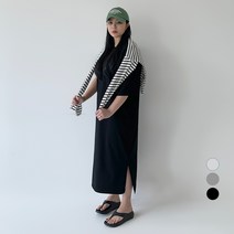 102102 여성용 빅사이즈 루즈핏 반팔 롱 원피스