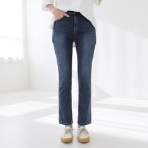 빼빼 여성용 기모 슬림 일자핏 스판 데님팬츠