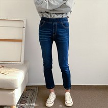헤이진 여성용 자수 스판 데님 밴딩팬츠 1202