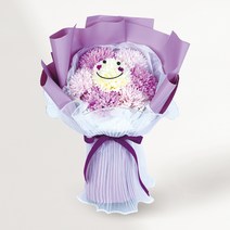 반짝반짝 LED 스마일 인형 꽃다발, 퍼플