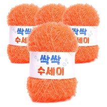 쎄비 싹싹수세미 뜨개실 80g 4p, 319 형광주황, 4개