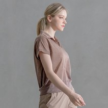 뒤란 여성용 워셔블 오픈 카라 썸머 니트 티셔츠 DTF2S-3036