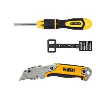 스탠리 라쳇 드라이버세트 십자 일자 별 비트 68-010 + 접이식 커터칼 DWHT10261 + 오토로드 칼날 3p, 1세트