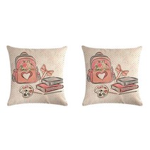 오밀조밀 러블리한 핑크 책가방 리본 아이템 쿠션 커버 2p