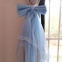 루비코코 레이스 프릴 리본 커튼타이백 20 x 60 cm, 스카이 블루 싱글, 1개