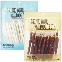 Think your dog teeth 스틱 소가죽 44p + 오리 24p 세트, 1세트, 소가죽, 오리