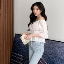 [바보사랑] 여성 여름 세이흐 리본 투웨이 반팔 블라우스