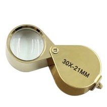 루페 보석 감정 확대 휴대용 배율 금속 돋보기 30x 21mm 접는 경 유리 렌즈 돋보기 삼중 유리 다이아몬드 도구, 갈색