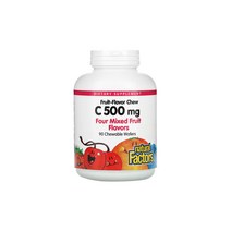 네추럴팩터스 과일맛 씹어먹는 비타민씨 Four Mixed Fruit Flavors 500mg 90개 메가도스 아스코르브산 나트륨 아스코르빈산 아스코브산 소듐 아스코베이트