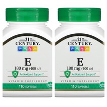 21센츄리 비타민E 400IU (180mg) 항산화 성인 건강 영양제 2통 총 220개 알약, 2개, 110정