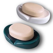 웰빙마켓 세라믹 물빠짐 비누 받침대, 2개, 그린&화이트