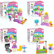 옳은생활 여아 레고 걸파티 미니블럭 어린이날선물 아이사은품 여자블럭 만들기, 걸파티 4종 혼합