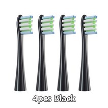 oclean xx proz1f1oneair 2se 음파 전동 칫솔 소프트 강모 노즐 용 4pcs 교체 브러시 헤드, 4pcs 블랙