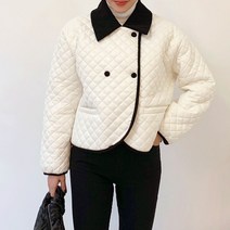 퍼니걸스 3691 배색 엠보 숏 패딩 점퍼 여성의류