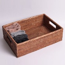 라탄 핸들 직사각 바구니(4size), 중 41x30x10cm