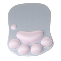 3D 마우스 패드 애니메이션 실리콘 고양이 발 마우스 패드 손목 휴식 지원 메모리 폼 매트, 회색