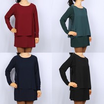 노브패리스 BRO1179간절기 이중쉬폰 롱티셔츠 66~99 블라우스 쉬폰 셔츠 뱃살 체형커버 엄마 할머니