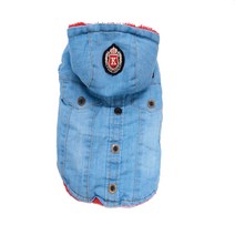 강아지조끼 베스트 강아지청자켓 후드 데님 패딩