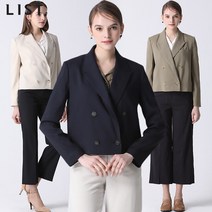 리스트 리스트 린넨블렌디드 유니 크롭 더블 재킷