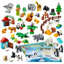 레고에듀케이션 듀플로 동물세트45029 펭귄 사자 조립카드 동물농장