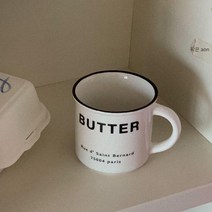 Mao한국어 스타일 프랑스 세라믹 핸들 머그잔 우유 커피 컵 편지 물 컵 커플 컵, 버터 머그잔_401-500Ml