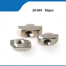 50 pcs m4 해머 20-m4 너트 알루미늄 커넥터 t 패스너 슬라이딩 2020 프로파일 용 니켈 도금 탄소강, 한개옵션0