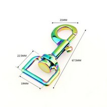 1pcs 금속 다채로운 랍스터 방아쇠 회전 눈 스냅 훅 가죽 공예 가방 스트랩 벨트 후크 걸쇠 헤비 듀티 애완 동물 개 끈, inner diameter 19mm