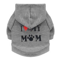 강아지옷 겨울옷 실내복 반려견 강아지티셔츠 기모 자켓 패딩 강아지의류, M, Gray Mom
