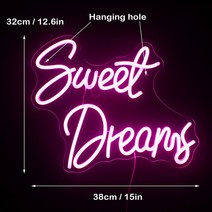 감성소품 네온사인 간판 Ineonlife-스위트 드림 네온 사인 맞춤형 LED 램프 웨딩 파티 발렌타인데이 결혼, 06 pink 2_01 5w
