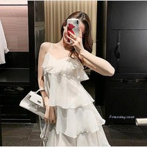 SDS_원피스 민소매 쉬폰 휴양지 끈나시 봄원피스 캉캉 레이어드 바캉스 휴양지룩 여름 휴가지nop066