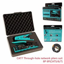 네트워크 도구 htoc cat7 crimping tool suit with wire stripper for cat7 cat6a cat6 cat5 커터 크림퍼 all-in-one, cat7 관통 구멍