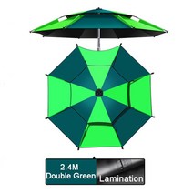 1.8-2.6m 파라솔 낚시 우산 야외 캠핑 천막 더블 레이어 분리 가능한 조정 104, 2.4m 더블 그린, 협력사
