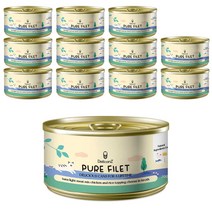 델리캔즈 퓨어필렛 고양이간식캔 70g, 12캔, 육수가득 치즈토핑이된참치와닭고기와쌀