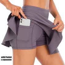테니스연습기 테니스볼머신 테니스용품 여성 테니스 스커트 높은 허리 반바지 스포츠, Grey Purple+XL