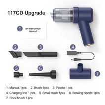 8000PA 무선 에어 더스터 휴대용 진공 청소기 컴퓨터 키보드 노트북 자동차 청소를 위한 무선 휴대용 미니 공기 송풍기, CHINA+Blue