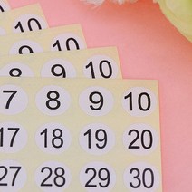 달자샵 미니 원형 심플 번호 스티커 10P 다용도 1~200 가지 숫자 스티커, 1번, 10Pcs