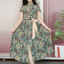 쉬폰플라워원피스 아이상 의류 스타일리쉬 봉미 플라워드레스 M4XL 허리보정 스트랩 여성 2422766052