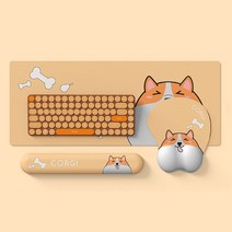 스포트라이트 웰시코기 마우스패드 키보드팜레스트 장패드 합본 데스크탑 3in1 세트