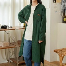 오시라도 포알 체크 트임 롱 셔츠