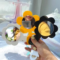 갸우뚱꽃거울 미니 손거울 꽃거울 감성 인스타 거울 휴대용 아크릴거울 제작 인쇄가능, 상큼옐로, 거울, 민트