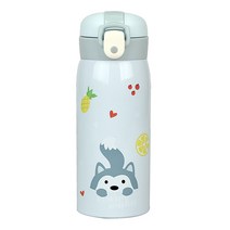 제이엔에스 애니멀프렌즈 보온보냉 원터치텀블러 350ml, 그레이