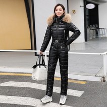 원피스보드복 키즈올인원스키복 올인원스키복 스키 복 여성 원피스 패션 모피 칼라와 후드 야외 스노우 보드 자켓 방풍 따뜻한 면화 의류 점프 슈트 스키 세트