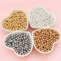금속 구슬 메탈 볼 비즈 공예 재료 5종, 5mm (10g/약50개), 라이트골드