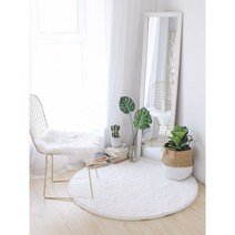 북유럽 감성 양털 원형러그 소형 거실 옷방 드레스룸 방수 카페트 러그