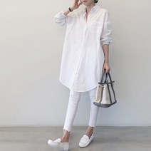 여성 루즈핏 베이직 롱 셔츠 남방 W139