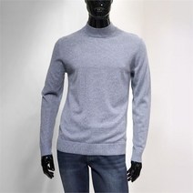 지이크F SH05 블루 캐시울 혼방 모크넥 니트 풀오버 스웨터 22FW FU8502
