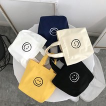 귀여운 에코백 미니 포인트 캔버스 스마일 원통 애코백 가방 일러스트 겨울 튼튼한