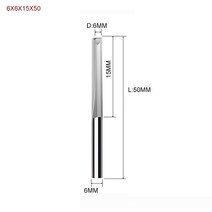 배관 커터기 가위 1개 3.175mm 4mm 6mm 8mm 2 개의 플루트 스트레이트 슬롯 엔드 밀링 커터 목재 CNC 조각, 26 6X6X15X50