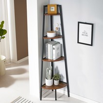 리빙위즈 라프 4단 코너장, 화이트+오크, 화이트