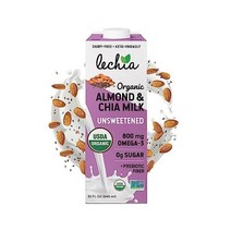 유기농 아몬드 치아 우유 제로 슈가 800mg 오메가-3 및 프리바이오틱 섬유 비건 유제품 프리 글루텐 식물 기반 락토스 선반 안정성 저탄수화물 케토 소이 코셔 레치아 32oz 6